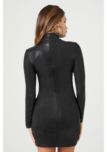 Yüksek Yaka Mini Elbise