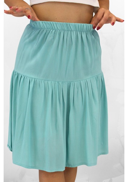 Viskon Kumaş Midi Boy Kadın Şort Etek