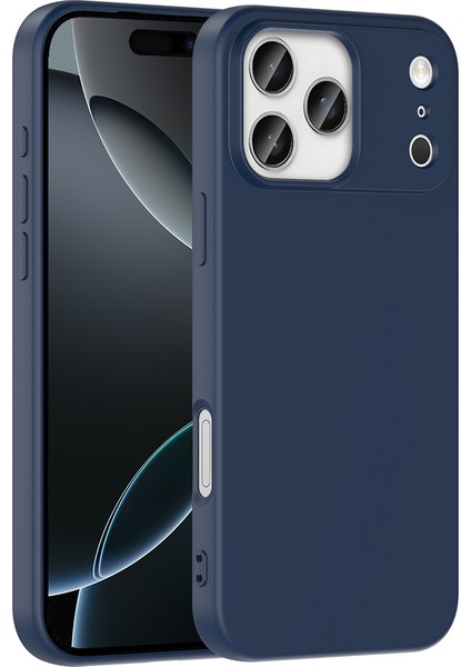 Apple iPhone 17 Pro ile Uyumlu Kapak Içi Kadife Lüx Lansman Silikon Kılıf - Lacivert fiyatları