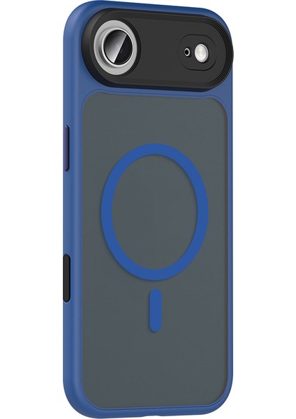 iPhone 17 Air Kılıf Mat Arka Yüzey Wireless Şarj Özellikli Mkst Flet M-Safe Kapak - Lacivert modelleri