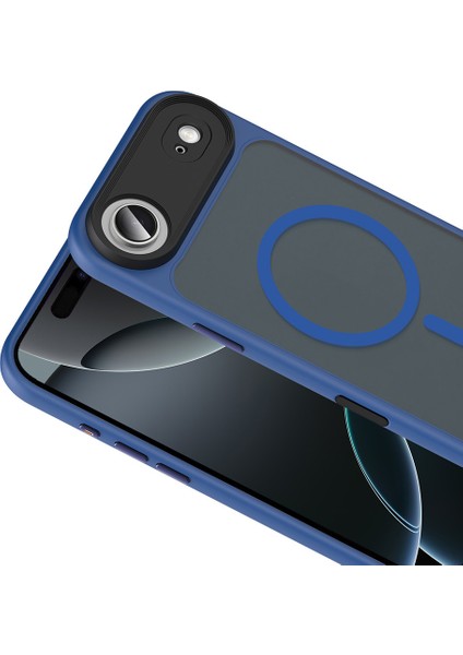 iPhone 17 Air Kılıf Mat Arka Yüzey Wireless Şarj Özellikli Mkst Flet M-Safe Kapak - Lacivert fırsatları