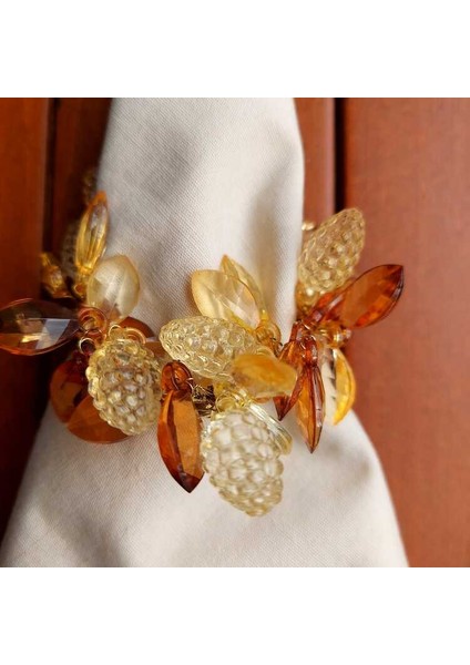 Altın Sarısı Boncuklu Halkalı Lüks Peçetelik Seti Kristal Görünümlü Sofra Aksesuarı fiyatları