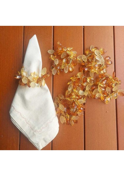 Altın Sarısı Boncuklu Halkalı Lüks Peçetelik Seti Kristal Görünümlü Sofra Aksesuarı modelleri