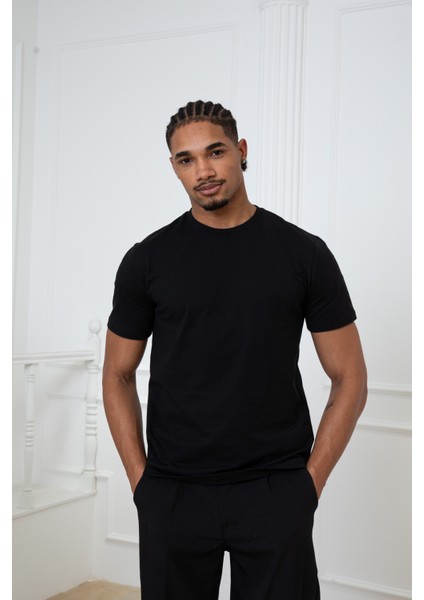 %100 Pamuk Bisiklet Yaka Basic T-Shirt fırsatları