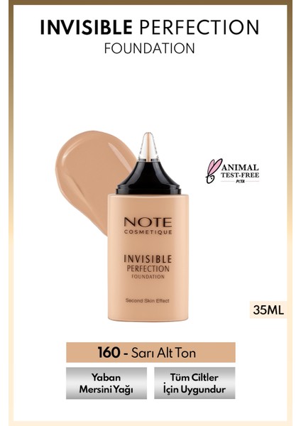 Invisible Perfection Foundation Hafif Yapılı Doğal Bitişli Fondöten - 160 Smooth Cashmere
