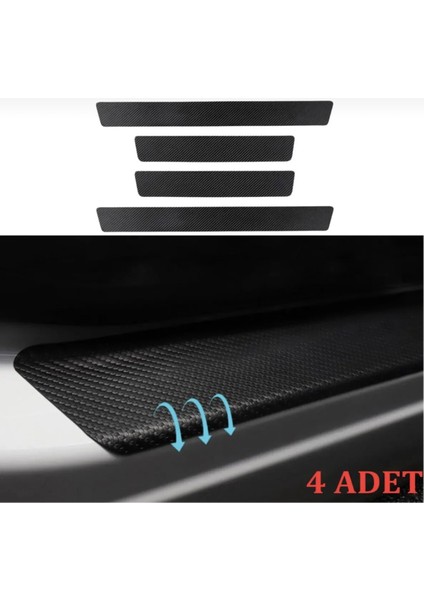 Araç Içi Karbon Kapı Eşik Bandı Kapı Eşiği Folyo Orijinal Hava Kanallı Ithal 4'lü Set