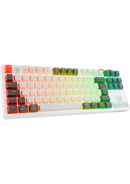 YORU TKL PRO Beyaz/Gri 2.4ghz+BT5.0+Type-C 5 Bağlantı OUTEMU Red Swich Q Kablosuz RGB Mekanik Oyuncu Klavyesi