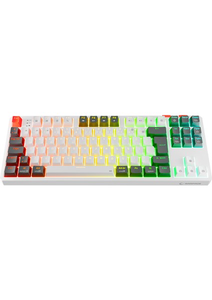 YORU TKL PRO Beyaz/Gri 2.4ghz+BT5.0+Type-C 5 Bağlantı OUTEMU Red Swich Q Kablosuz RGB Mekanik Oyuncu Klavyesi