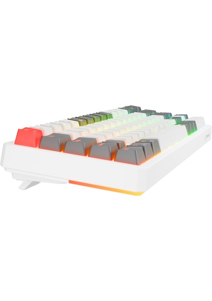 YORU MINI PRO Beyaz/Gri 2.4ghz+BT5.0+Type-C 5 Bağlantı OUTEMU Red Swich Q Kablosuz RGB Mekanik Oyuncu Klavyesi