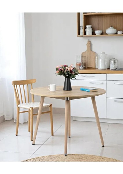Mutfak Masası | Yuvarlak Mutfak Masası | 100CM Meşe