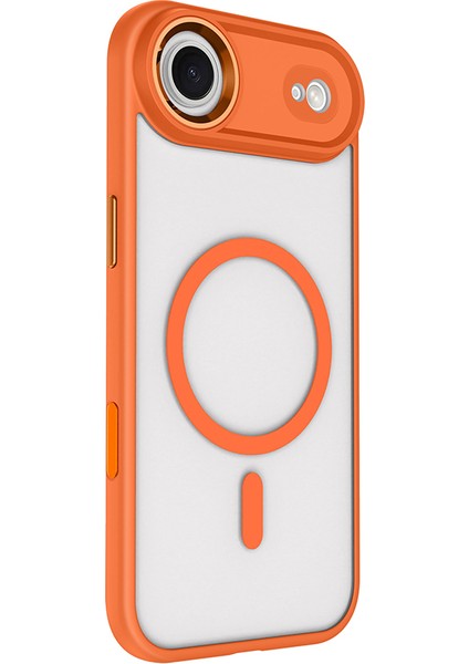 iPhone 17 Air Kılıf Wireless Şarj Özellikli Zore Krom M-Safe Silikon Kapak - Gri