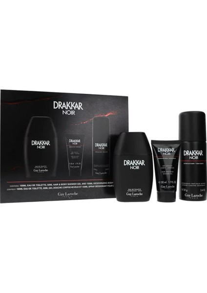 Drakkar Noir Edt 100 ml + Deo Spray 150 ml + Hair And Body Shower Gel 50 ml Erkek Parfüm Seti