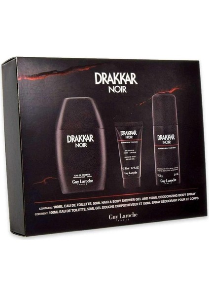 Drakkar Noir Edt 100 ml + Deo Spray 150 ml + Hair And Body Shower Gel 50 ml Erkek Parfüm Seti fiyatları