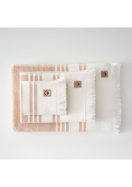 Erva 3'lü Havlu Seti Organik Pamuk Keten Melanj Terra