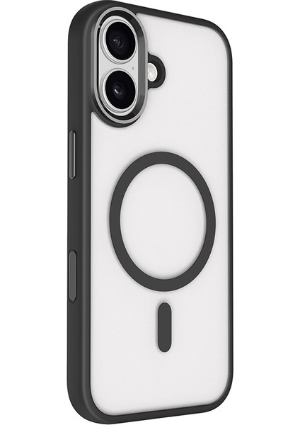 iPhone 17 Kılıf Wireless Şarj Özellikli Mkst Krom M-Safe Silikon Kapak - Siyah indirimleri