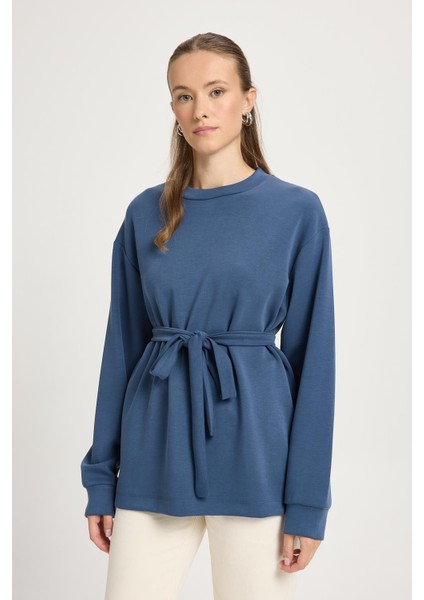Modal Seyyar Kuşaklı Bluz Indigo fırsatları