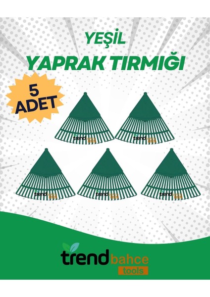 Plastik Yeşil Bahçe Tırmığı 5'li Set