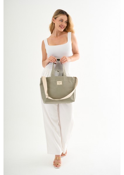 Matcha Büyük Boy Mumlu Kanvas Omuz ve El Çantası Lise ve Üniversite Okul Çantası (En: 32 Boy: 29)