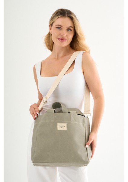 Matcha Büyük Boy Mumlu Kanvas Omuz ve El Çantası Lise ve Üniversite Okul Çantası (En: 32 Boy: 29)