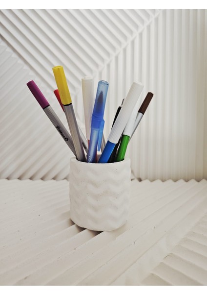 Dekoratif Zigzag Desenli Beton Kalemlik / Organizer fiyatları
