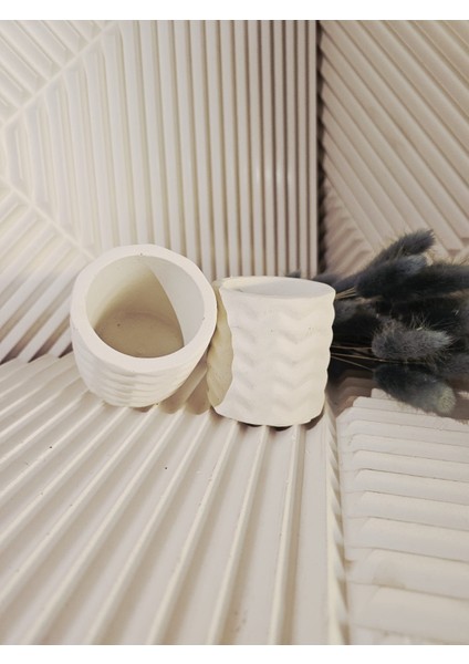 Dekoratif Zigzag Desenli Beton Kalemlik / Organizer modelleri