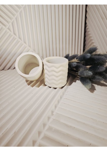 Dekoratif Zigzag Desenli Beton Kalemlik / Organizer fırsatları