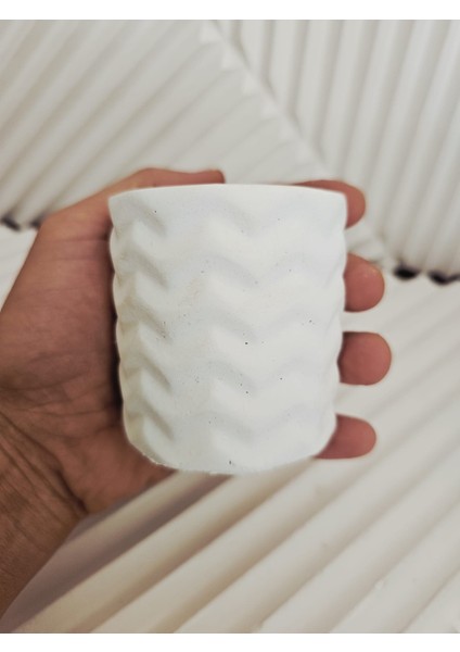 Dekoratif Zigzag Desenli Beton Kalemlik / Organizer indirimleri