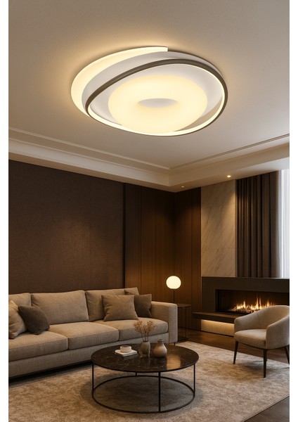 ESSLİGHT PALMİRA 50 LİK PLAFONYER LED AVİZE 3 RENK IŞIK MODLU (BEYAZ SARI GÜN IŞIĞI MODERN DEKORATİF AYDINLATMA