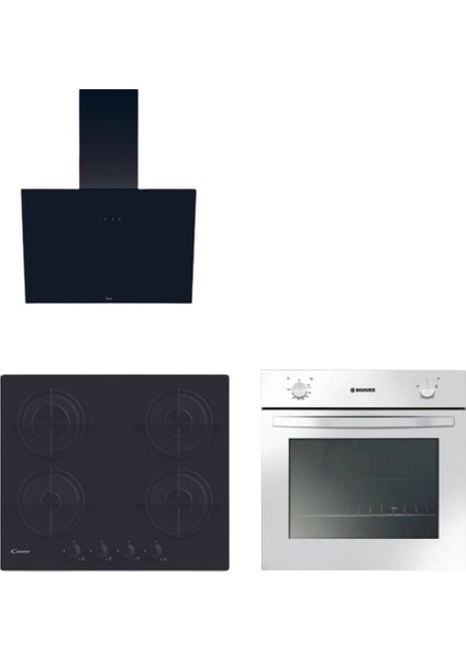 & Candy Alvento Ankastre Set ( HON100W Beyaz + CVW6BB + HDG6C1GBTK Siyah )