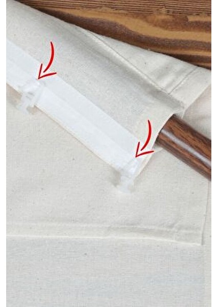 Vintage Pamuklu Fon Perde 2 Adet Dikey Fırfır Detaylı Krem Renk 200 cm
