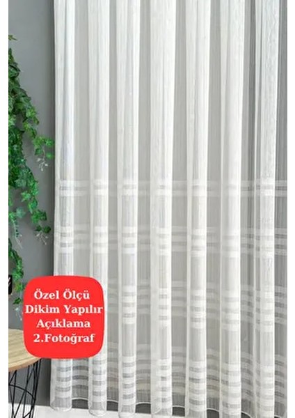 Tül Perde Keten Lüks Simli Pırıltılı Şeritli Çizgili Sakallı Gramajlı Sık Pile