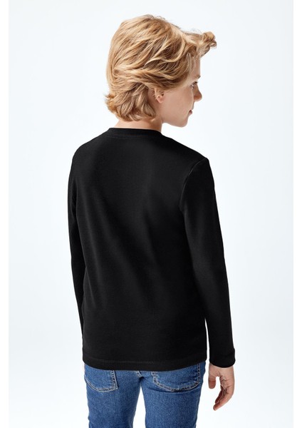 Erkek Çocuk Interlok Uzun Kollu T-Shirt Siyah Renk fiyatları