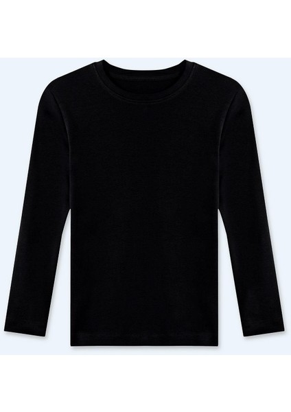 Erkek Çocuk Interlok Uzun Kollu T-Shirt Siyah Renk modelleri