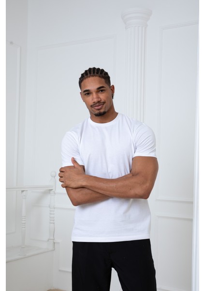 %100 Pamuk Bisiklet Yaka Basic T-Shirt fırsatları