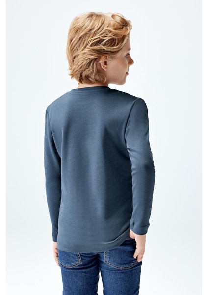 Erkek Çocuk Interlok Uzun Kollu T-Shirt Petrol Renk fiyatları