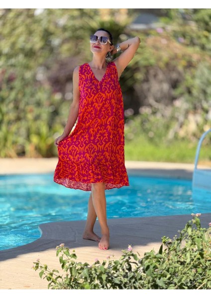 MLN16169 Viskon Alanya Elbise