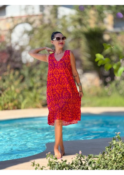 MLN16169 Viskon Alanya Elbise