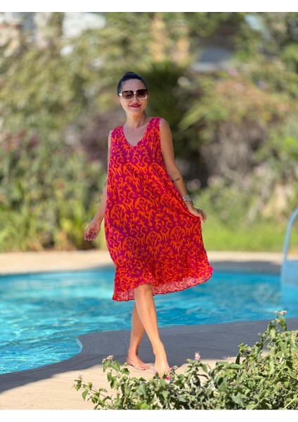 MLN16169 Viskon Alanya Elbise