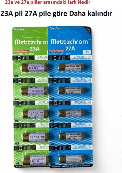 A27 / 27A / V27A / 8LR732 12 Volt Alkalin Pil Oto Ve Kapı Kumanda Pili 5'li fırsatları