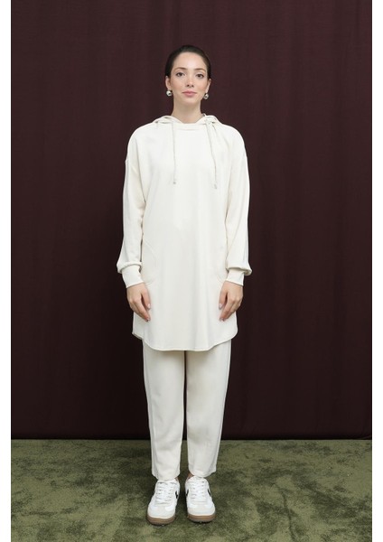 Kadın 14306 Arkası Garnili Kapüşonlu Pantolonlu Takım