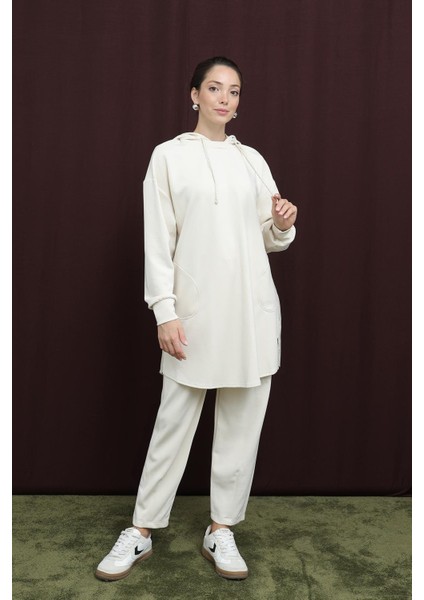 Kadın 14306 Arkası Garnili Kapüşonlu Pantolonlu Takım fiyatları