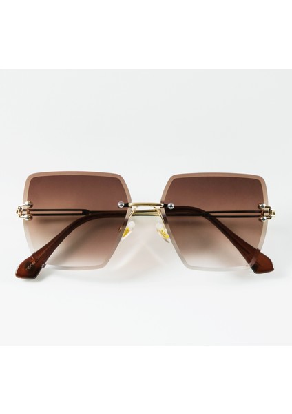 Baba Fiyatlar Kare Kristal Degrade Kahverengi Güneş Gözlüğü