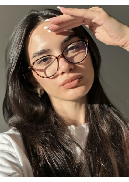 Tokyo Cat Eye Leopar Desenli Mavi Işık Korumalı Gözlük