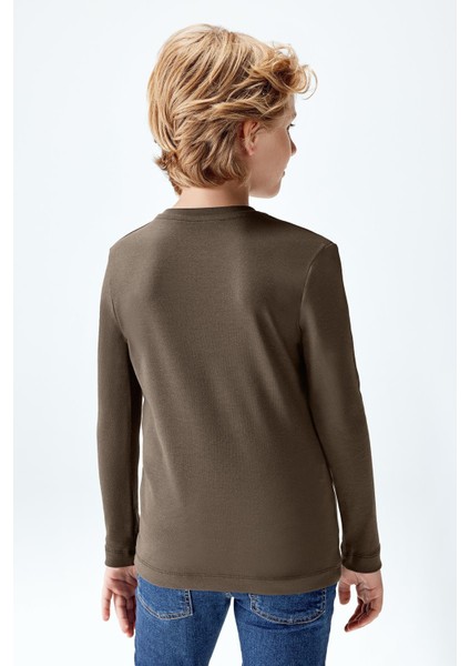 Erkek Çocuk Interlok Uzun Kollu T-Shirt Haki Renk fiyatları
