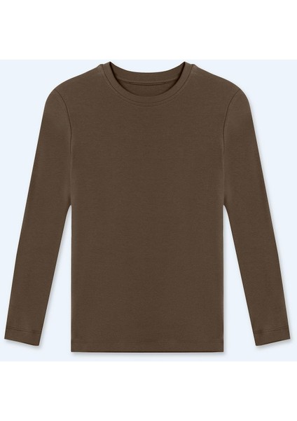 Erkek Çocuk Interlok Uzun Kollu T-Shirt Haki Renk modelleri