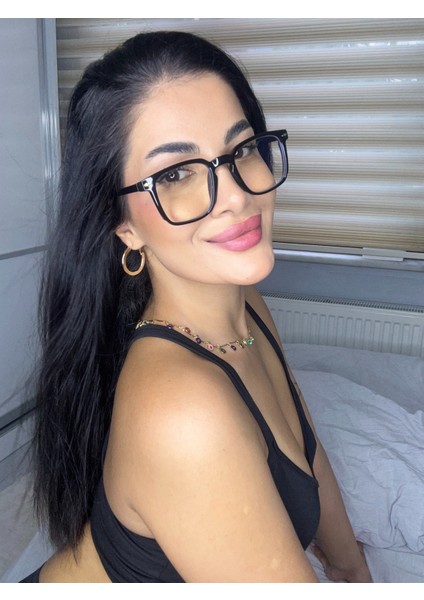 Mocha Siyah Köşeli Hafif Mavi Işık Korumalı Popüler Model