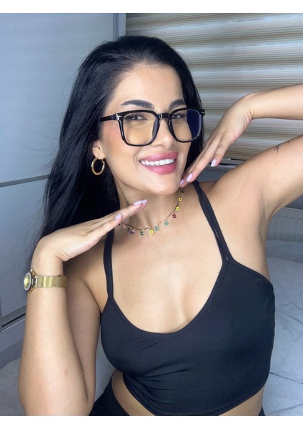 Mocha Siyah Köşeli Hafif Mavi Işık Korumalı Popüler Model modelleri