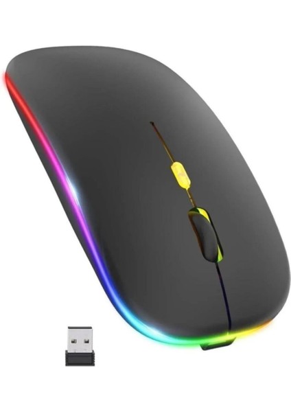Kablosuz Wireless 2.4g Bluetooth Sessiz Mouse Şarj Edilebilir Rgb Renkli Ergonomik Tasarımlı fiyatları