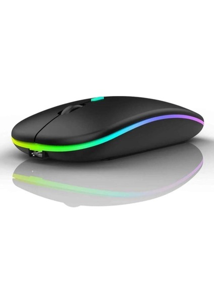Kablosuz Wireless 2.4g Bluetooth Sessiz Mouse Şarj Edilebilir Rgb Renkli Ergonomik Tasarımlı fırsatları