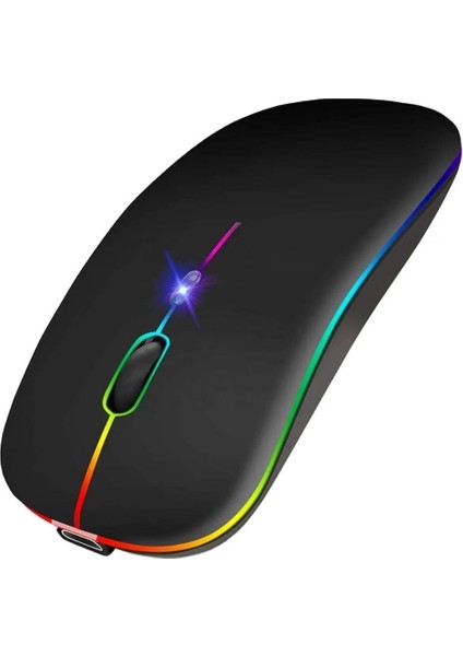 Kablosuz Wireless 2.4g Bluetooth Sessiz Mouse Şarj Edilebilir Rgb Renkli Ergonomik Tasarımlı indirimleri